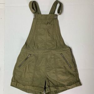 American Eagle Olive Green Cuffed Shortalls